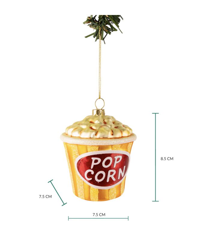 Kerstbal Popcorn 9 cm image number 4