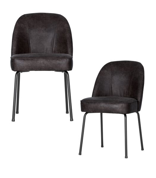Lot de 2 chaises de table - Eco-cuir - Noir - 82.5x50x57 - Vogue