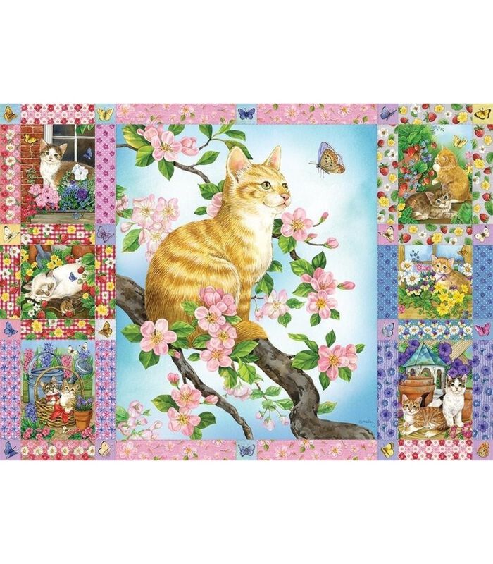 puzzel Blossoms and Kittens Quilt - 1000 stukjes image number 1