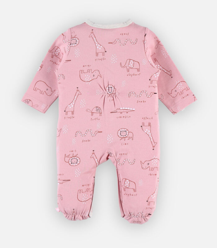 Jersey 1-delige pyjama met dierenprint, roos image number 1