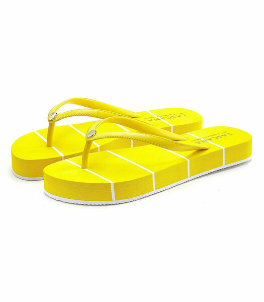 Geel gestreepte strand slippers
