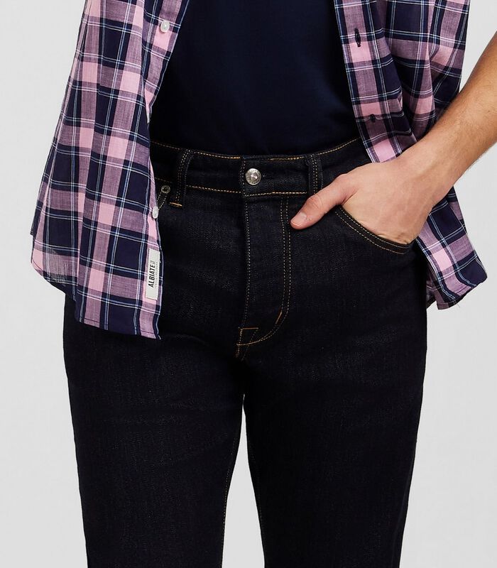Marineblauwe jeans in stretch katoen image number 4