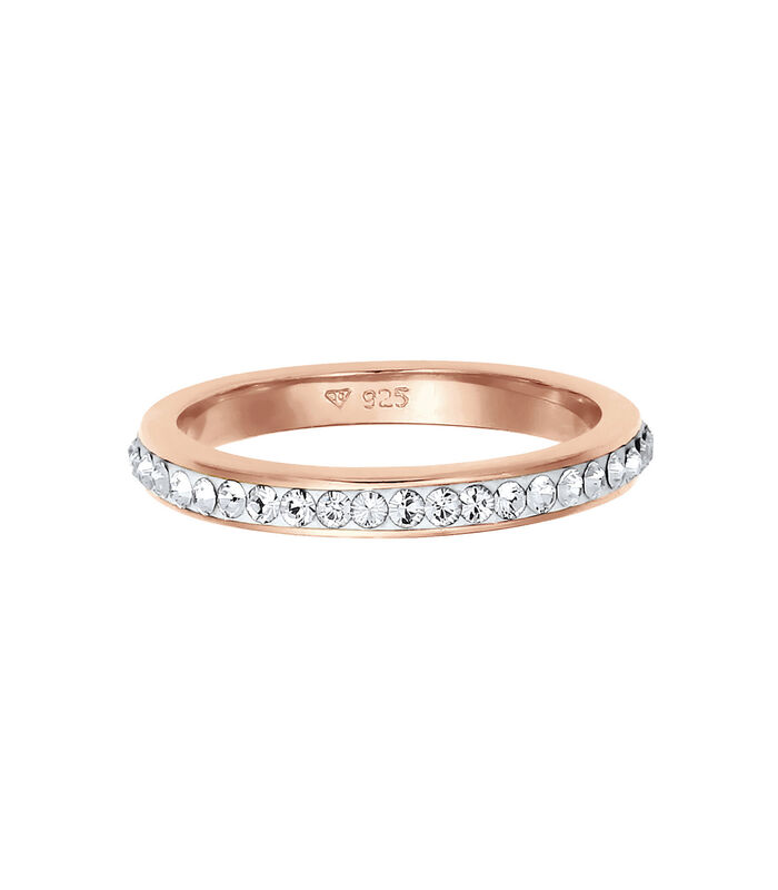 Ring Dames Bandring Sprankelend Elegant Met Kristallen In Verguld 925 Sterling Zilver image number 1