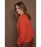 Pull en tricot rouge-orange à la mode avec détails image number 1