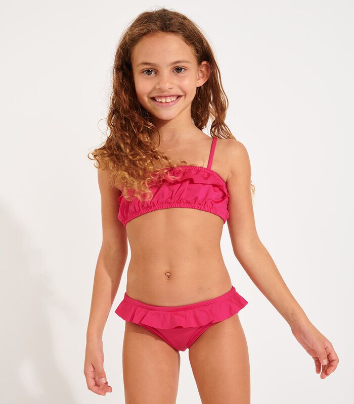 Mini Tati Azalea fushia bikini met ruchesvoor meisjes image number 0