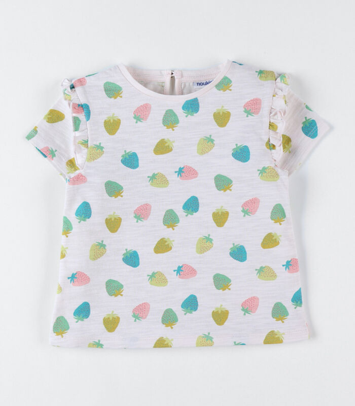 T-shirt met korte mouwen en aardbeienprint, meerkleurig image number 0