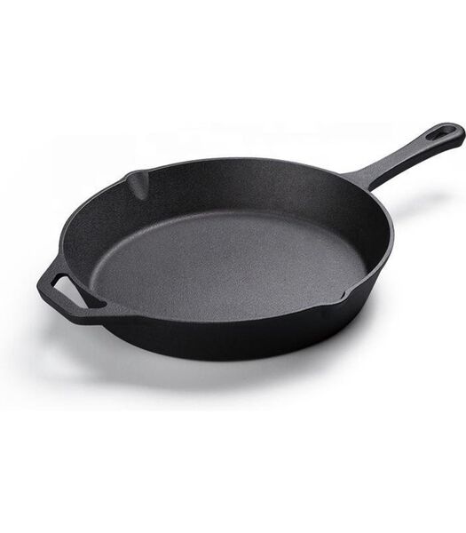 Skillet gietijzer - 30 cm - koekenpan - PFAS vrij - geschikt voor alle warmtebronnen incl. BBQ en inductie