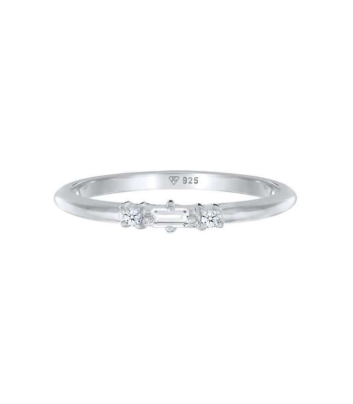 Ring Dames Verlovingsring Rechthoekig Filigraan Met Topaas En Diamant (0.03 Ct.) In 925 Sterling Zilver image number 1