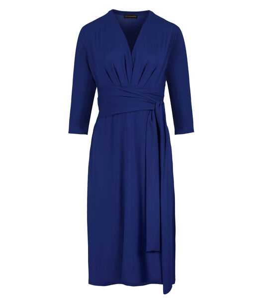 Elektrisch blauw Empire Line-jurk met riem