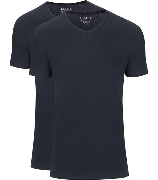 Slater 2-pack Basic Fit T-shirt V-hals Navy