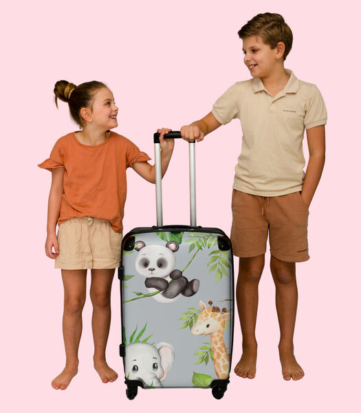 Bagage à main Valise avec 4 roues et serrure TSA (Jungle - Panda - Éléphant - Girafe - Enfants)