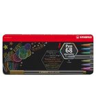 Pen 68 metallic - premium viltstift metalen etui met 8 kleuren image number 1