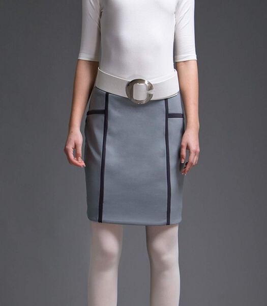 Mini-jupe Punto di Roma grise avec garniture décorative gris foncé