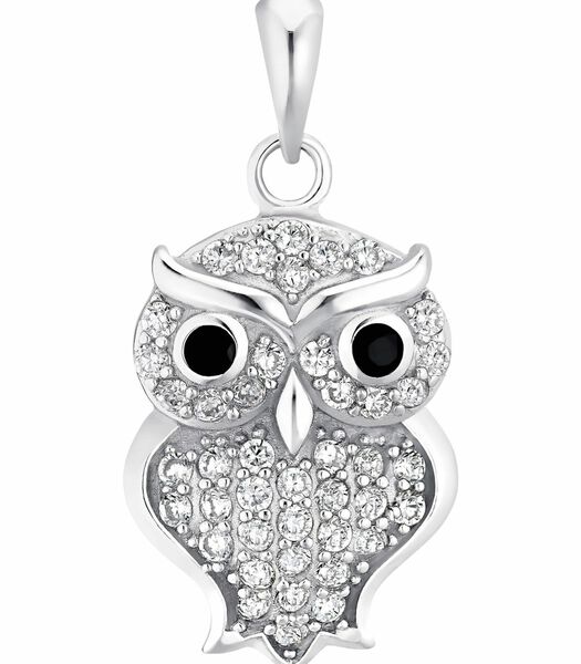 Motief tag voor dames, 925 Sterling Zilver cubic zirconia (synth.)kristal glas | uil