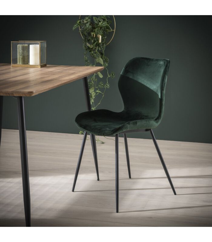 Elegant velvet - Chaises de salle à manger - ensemble de 4 - velours vert - pieds en acier tubulaire image number 1