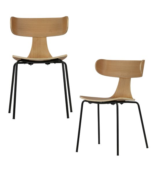Lot de 2 Chaises de Table - Bois - Naturelle - 77,5x50x52 - Form