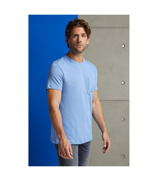 T-Shirt Bleu Poche Poitrine