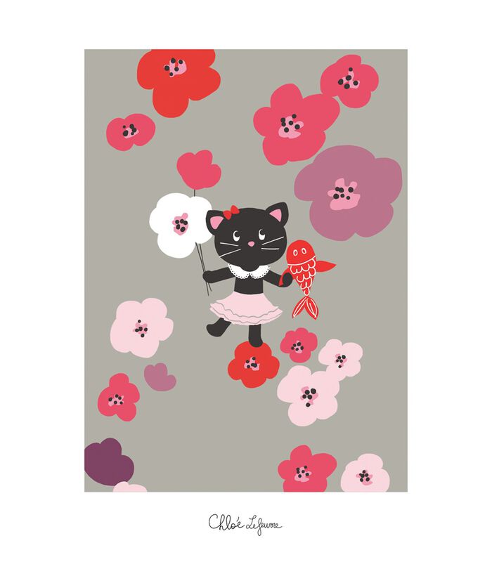 MILLY - Affiche chat et fleurs image number 0