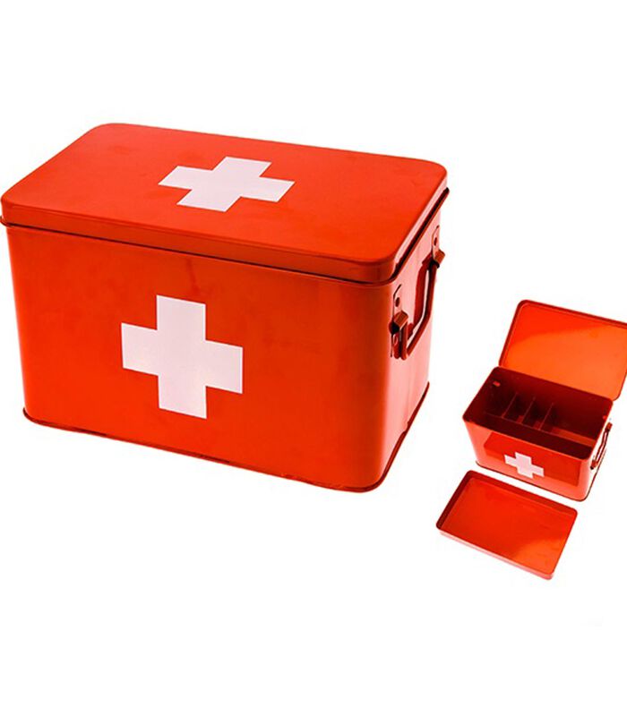 Boîte à médication - Grande - Métal Rouge - 31.5x19x21cm image number 0