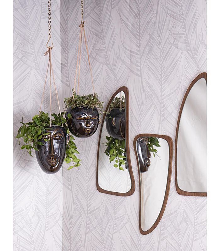 Hangende plantenpot Mask - Glazuur Donker Bruin - Rond - 12x18,4x15,2cm image number 1