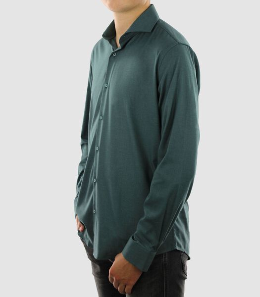 Kreukvrij en Strijkvrij  Overhemd - Groen - Petrol - Regular Fit - Bamoe Katoen  - Heren