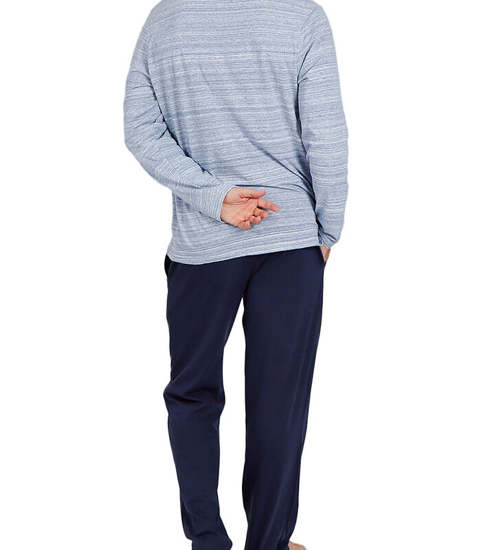 Pyjama pantalon top manches longues Light Stripes bleu image number 1