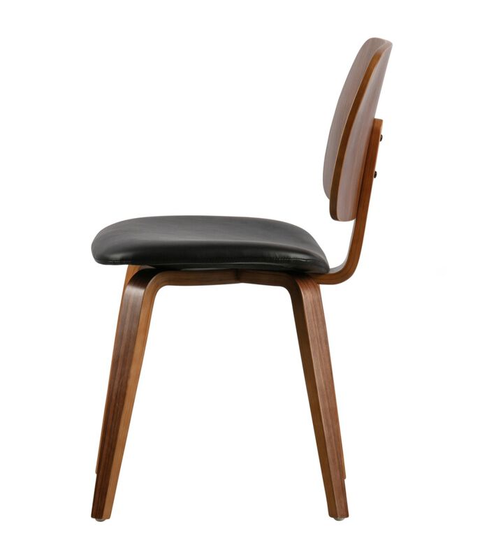 Chaise de table - Bois/cuir PU - Noir/noisette - 81x48x50 cm - Classic image number 4
