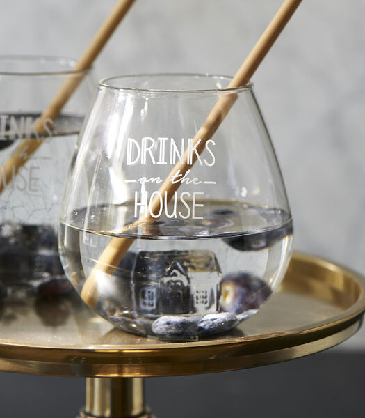 Verres à eau - Drinks On The House Glass - 610ML - Ensemble de 4 Pièces - Verre - 10.2x10.3x10.8 cm