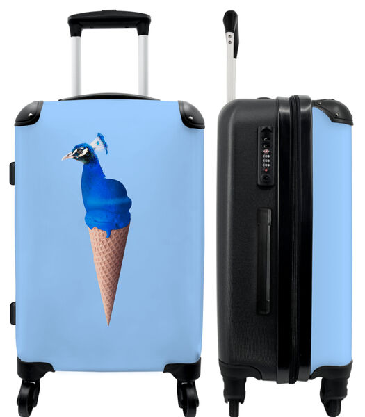 Handbagage Koffer met 4 wielen en TSA slot (Pauw - IJshoorntjes - IJs - Blauw - Vogel)