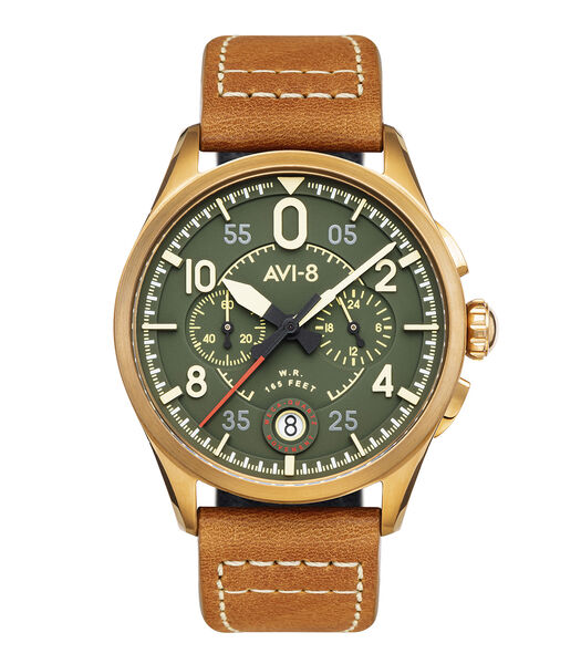 Montre homme Méca-quartz japonais chronographe - Bracelet cuir - Date - Spitfire