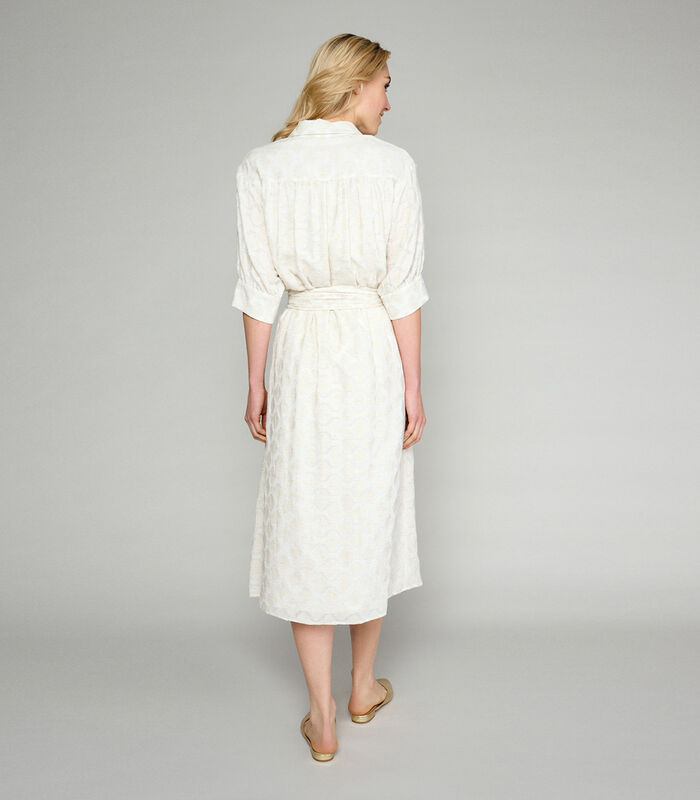 Losvallende jurk in beige jacquard image number 1