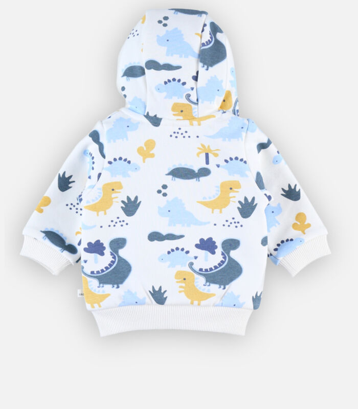Sweatshirt met kap en dinosaurussenprint, ecru/blauw image number 4