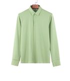 Heren Polo Lange Mouw - Strijkvrij Poloshirt - Groen - Slim Fit - Excellent Katoen image number 3