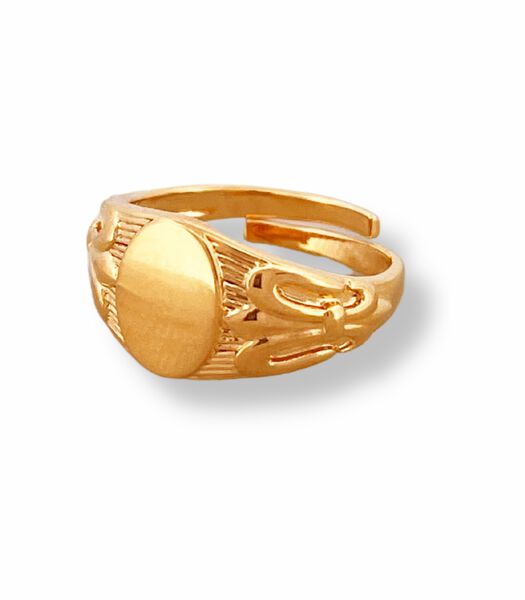 Ring - Ronde zegelring - Goud