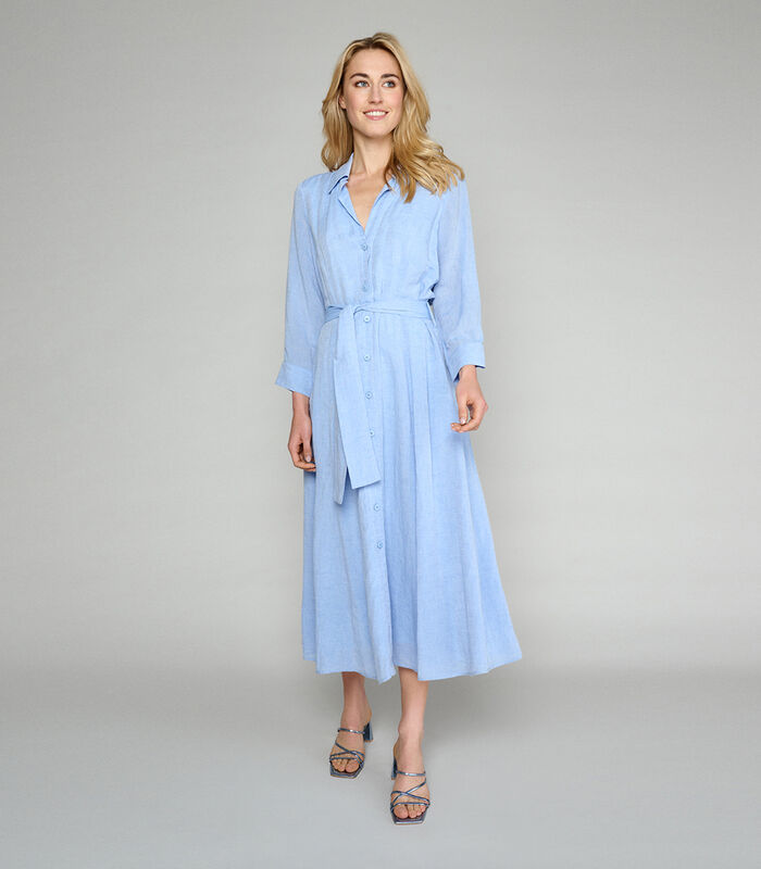 Blauwe jurk in viscose-linnen image number 0