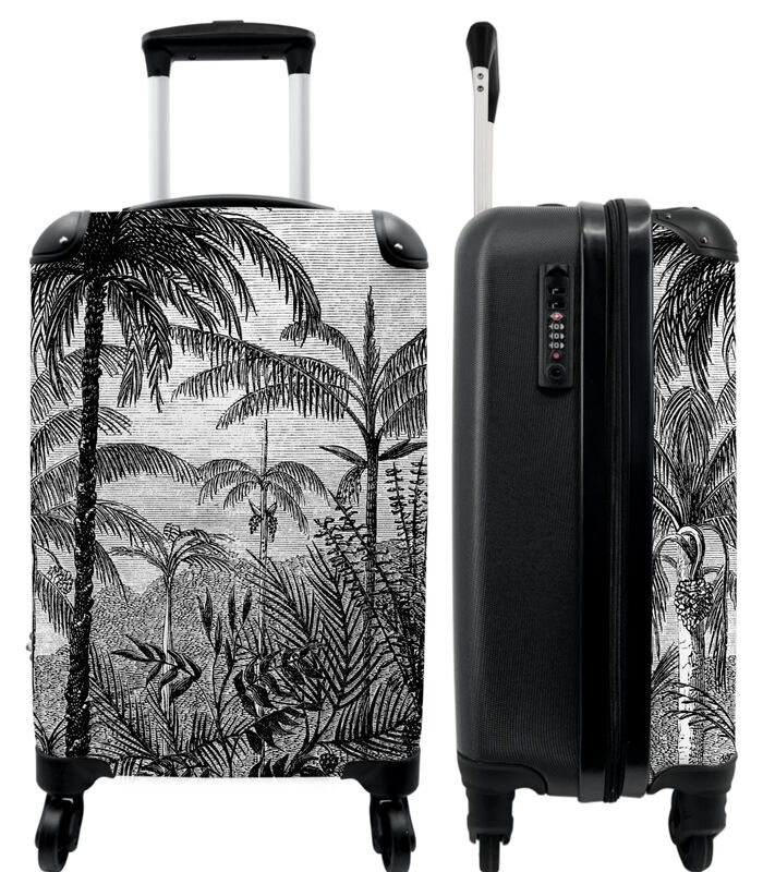 Ruimbagage koffer met 4 wielen en TSA slot (Jungle - Palmboom - Vintage - Zwart wit) image number 0