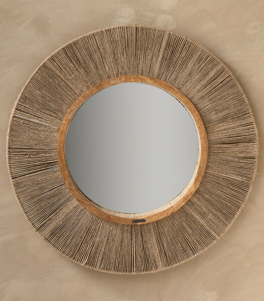 Miroir rond avec bord décoratif, Miroir mural - Lupine Rope - Marron