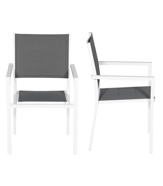 Set van 6 met witte aluminium beklede stoelen - grijs textilene