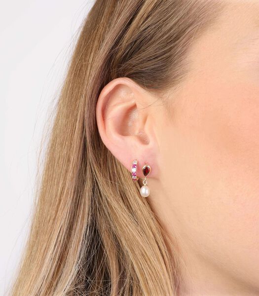 Femmes - Boucle d'oreille sans placage - Zircone