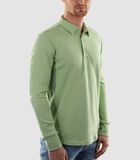 Heren Polo Lange Mouw - Strijkvrij Poloshirt - Groen - Slim Fit - Excellent Katoen image number 0