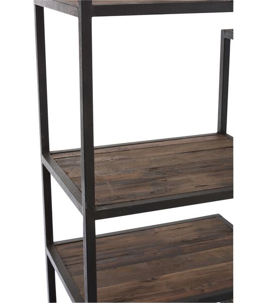 Industry - Rek - rechthoekig - 9 houten legborden - zwart - metalen frame