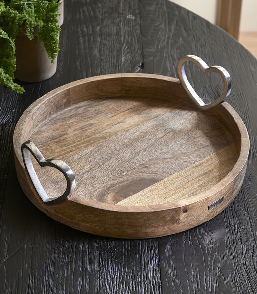 Dienblad Rond - Pretty Hearts Serving Tray - Naturel