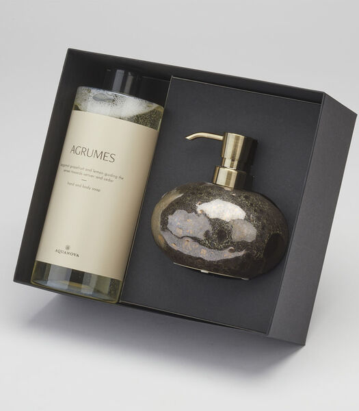 Coffret cadeau Ugo distributeur de savon Vintage Bronze & Savon de Paris Agrumes