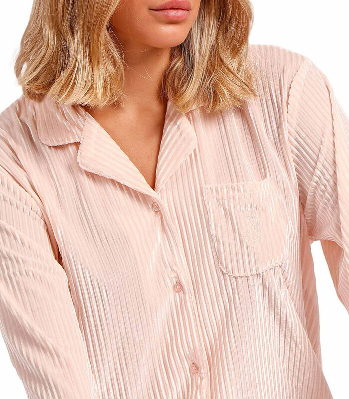 Pyjama fluwelen outfit broek shirt Elegant Stripes image number 4