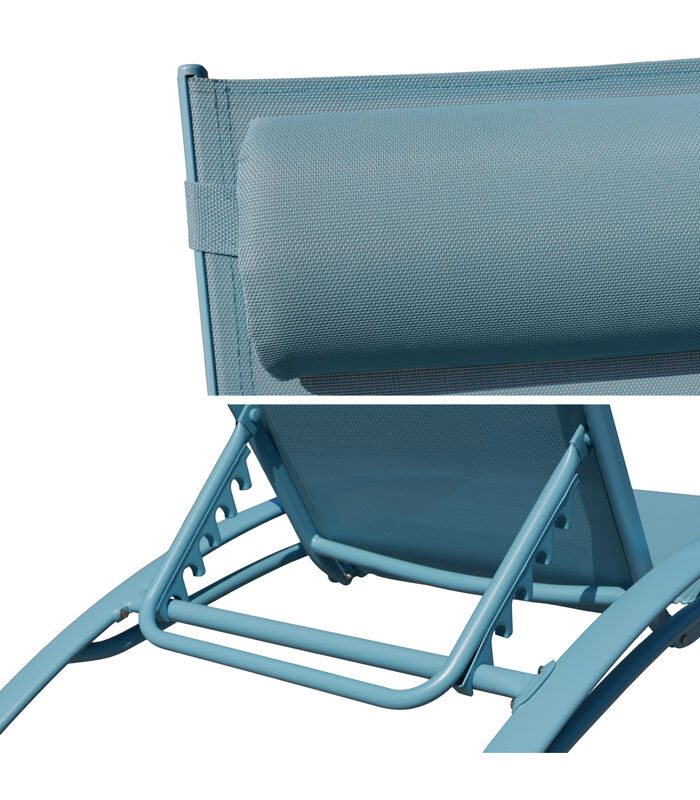 Set van 2 GALAPAGOS ligstoelen in lichtblauw textilene - lichtblauw aluminium image number 3