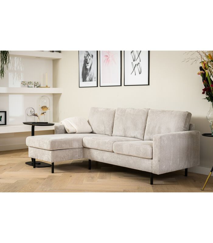 Moquette - Sofa - 3-zitbank - chaise longue links of rechts - ribfluweel - naturel image number 1
