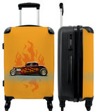 Handbagage Koffer met 4 wielen en TSA slot (Auto - Vlammen - Rood - Vintage) image number 0