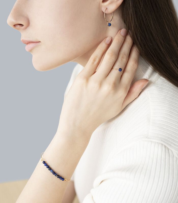 Lapis Lazuli oorbellen op zilverdraad image number 1
