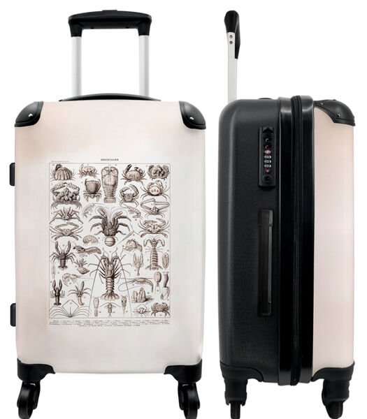 Bagage à main Valise avec 4 roues et serrure TSA (Vintage - Homard - Créatures de la mer - Illustration - Art)