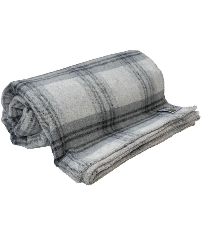 Couverture Killarney Lambswool check Laine Gris image number 0